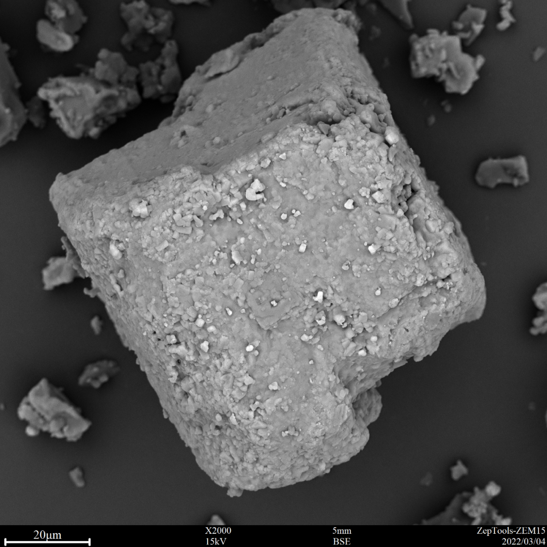 圖9 口服補(bǔ)鹽劑(臺(tái)式掃描電鏡2000倍照) 圖9 口服補(bǔ)鹽劑(臺(tái)式掃描電鏡2000倍照)